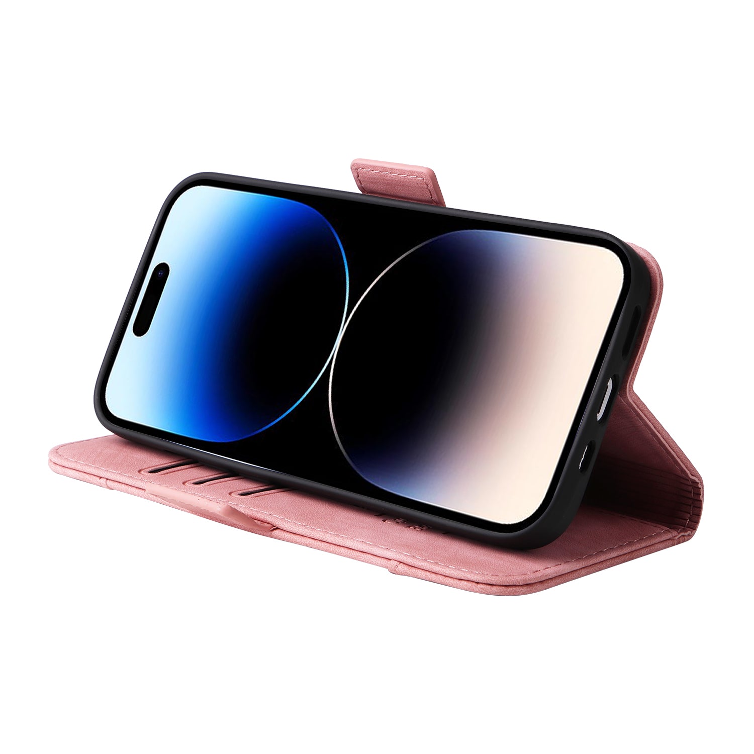 Uniqkart 001 For iPhone 15 Pro Multifunction Wallet Cell Phone Case Shockproof PU Leather Stand Cover - Pink Uniqkart 001 For iPhone 15 Pro Multifunction Wallet Cell Phone Case Shockproof PU Leather Stand Cover - Pink